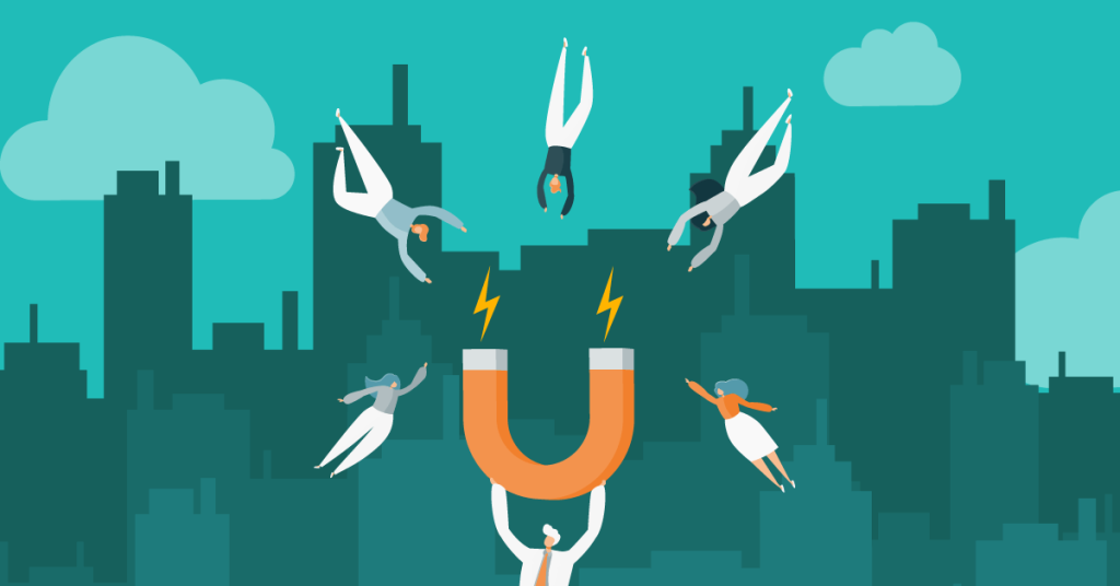 A magnet is representing a social media tool