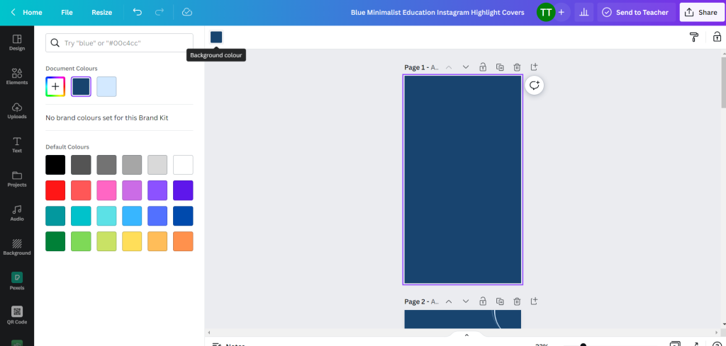 Template selection in Canva for creating Instagram story highlights